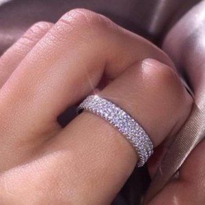 NEW 925 Silver Diamond Triple Full Eternity Ring, beautiful Ring, shiny Ring